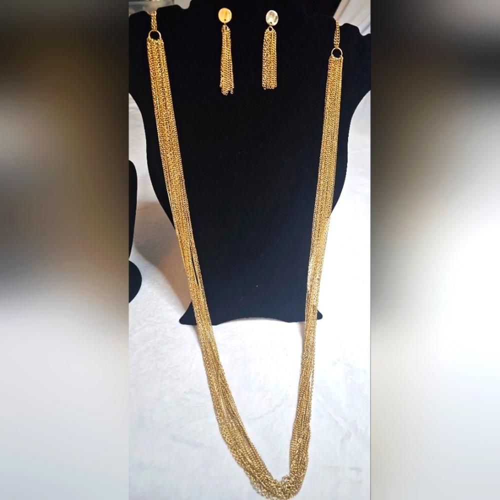 Womens gold necklace and earrings
